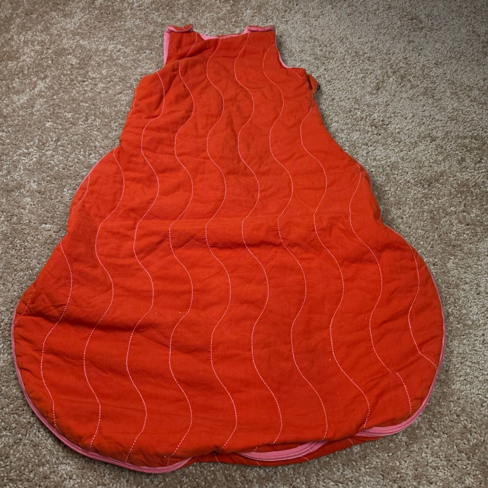 DockATot Sleep Bag Orange Pink Wavy Quilted 2.5 TOG Wearable Blanket 6-18M